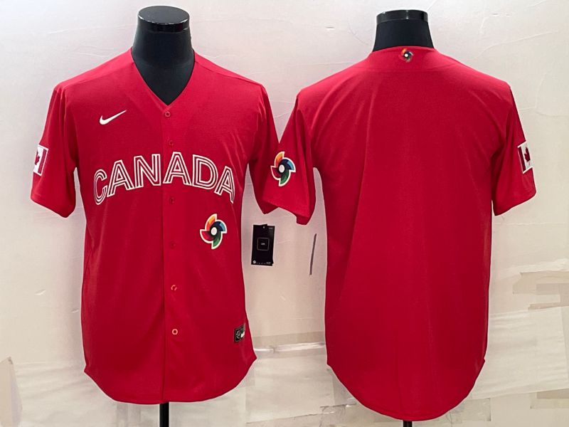 Men 2023 World Cub Canada Blank Red Nike MLB Jersey3
